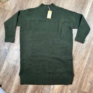NWT Fat face Rosie sweater Dress Dark Green Color turtle mock neck
